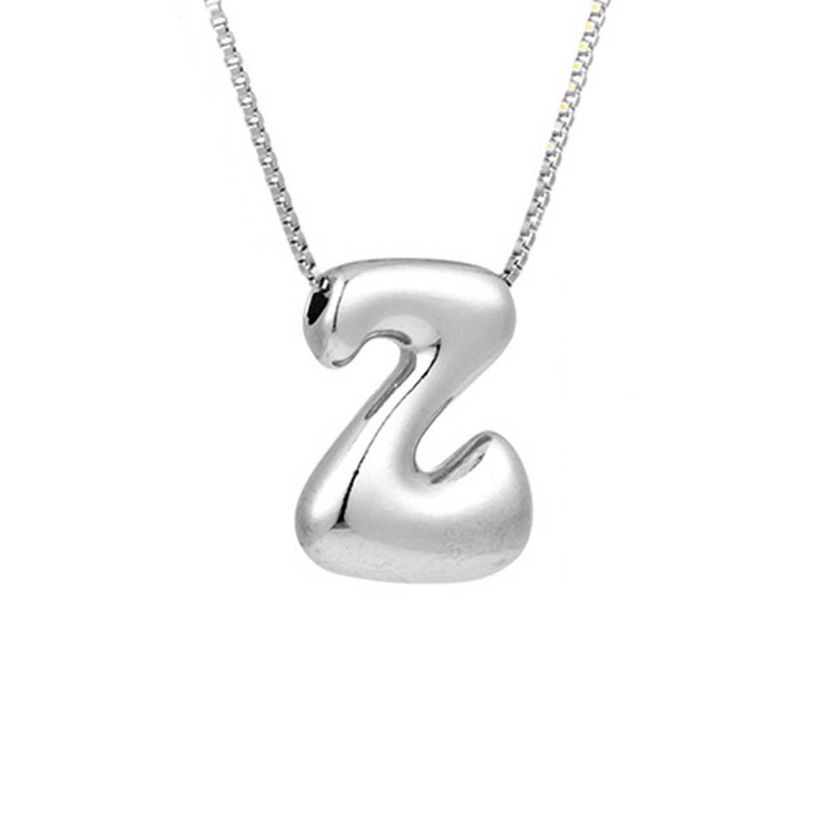 HIP HOP 26 LETTERS PENDANT NECKLACE SILVER CHAIN_CWMM5865
