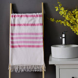 LIGHTWEIGHT COTTON STRIPED BEACH TOWEL WITH TASSELS_CWMM7601