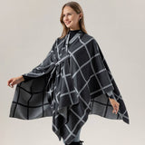 SOLID COLOR PLAID CAPE CLOAK PLAIN SHAWL_CWASC2257