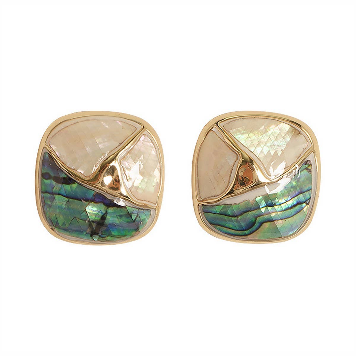 CONTRAST COLOR GEOMETRIC ABALONE OIL DROP EARRINGS_CWMM4293