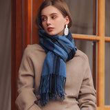 PLAID FAUX CASHMERE SCARF THICK WARM NECK WRAP_CWASC0242