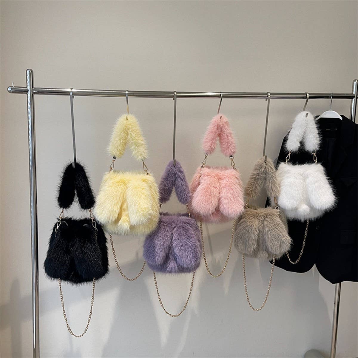 Winter Cute Cartoon Exquisite Rabbit Ears Plush Bag_Cwab3945