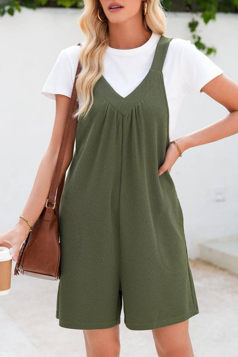 Cwsjs1485_Summer Sleeveless Solid Color Overalls