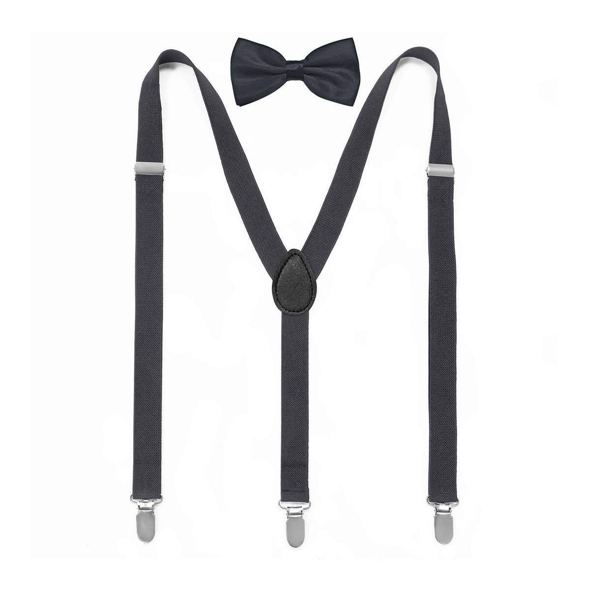 MULTICOLOR SOLID COLOR SUSPENDER CLIP BOW TIE SET_CWMM1105
