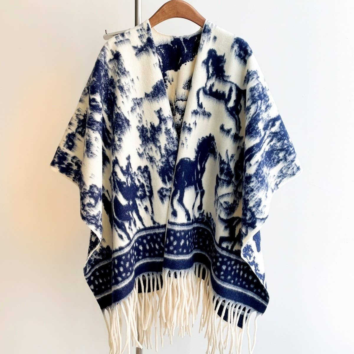 Painting Shawl Women Autumn Winter Tassel Cape_Cwocasl00096