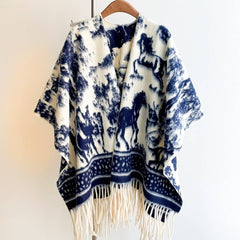 Painting Shawl Women Autumn Winter Tassel Cape_Cwocasl00096