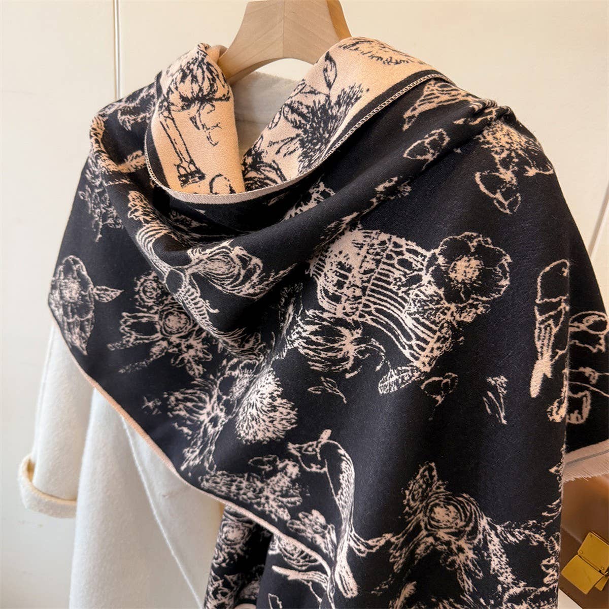 French Vintage Soft Warm Faux Cashmere Scarf_Cwasc03451