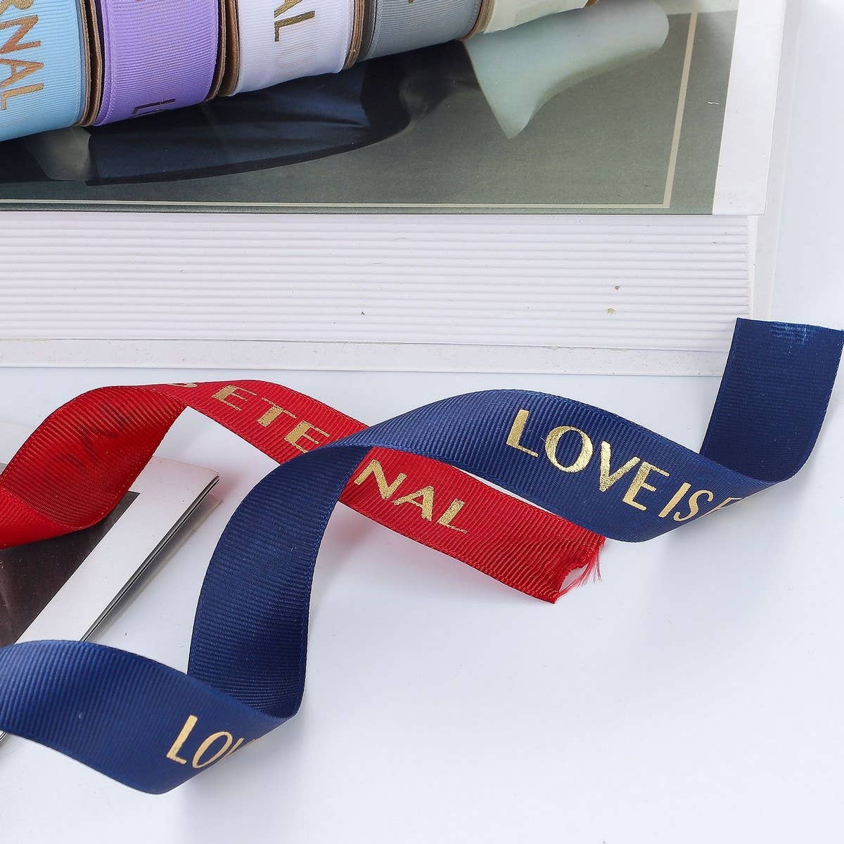 GOLD STAMPED THREADED RIBBON DIY BOW RIBBON_CWMM5778