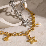 MINIMALIST 18K GOLD STARFISH SHELL CONCH BRACELET_CWAJE4769