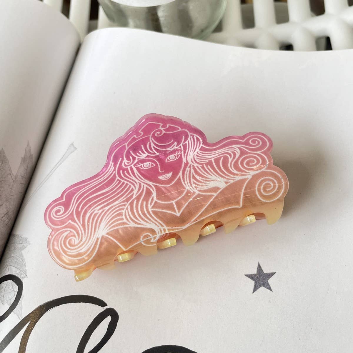Cwaha1546_Dream Color Hair Claw Clip,Bear,Mermaid,Line