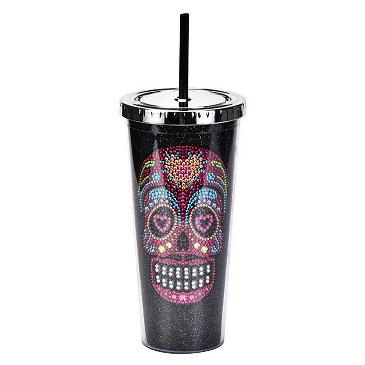 DOUBLE LAYER STRAW SKULL WATER CUP_CWMM0983