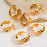 HIP HOP COLORFUL CZ HOOP EARRINGS GOLD PLATED_CWMM8515