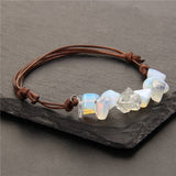 Cwaje3873_Bohemian Gravel Leather Cord Braided Bracelet