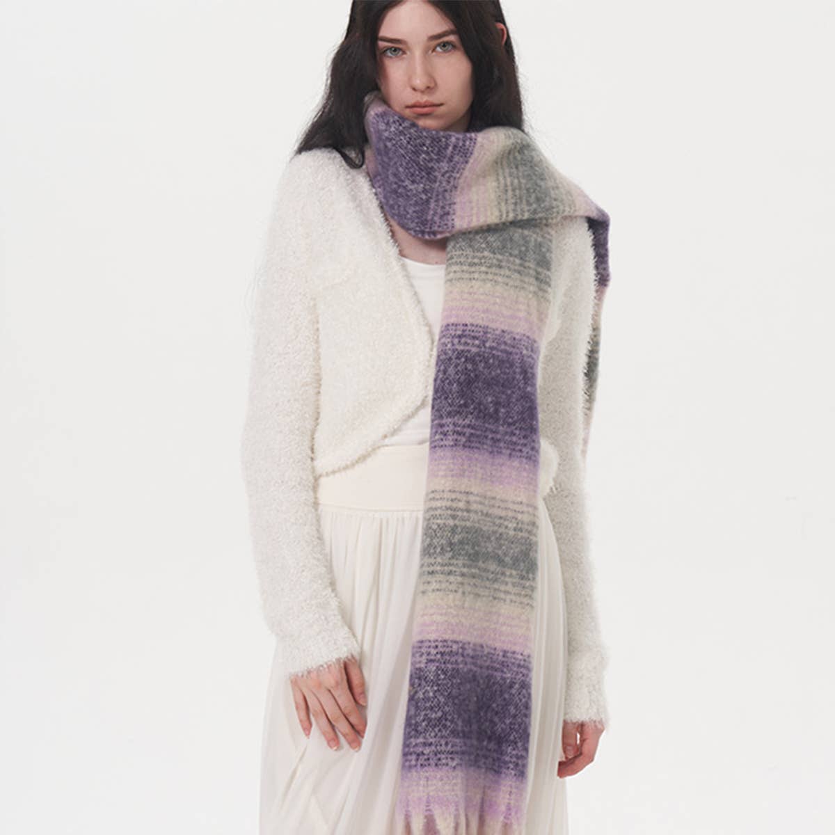 Plaid Stripe Scarf Wide Faux Cashmere Wrap_Cwasc0333