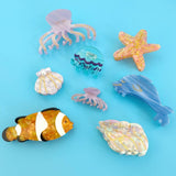 OCEAN BEACH FISH SEASHELL ACRYLIC HAIR CLAW CLIPS _CWAHA0552
