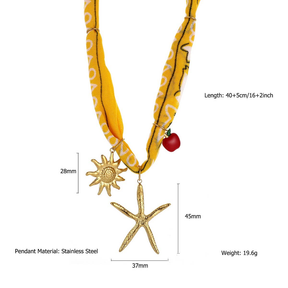 OCEAN STYLE SILK SCARF NECKLACE WITH CHARMS_CWMM8800