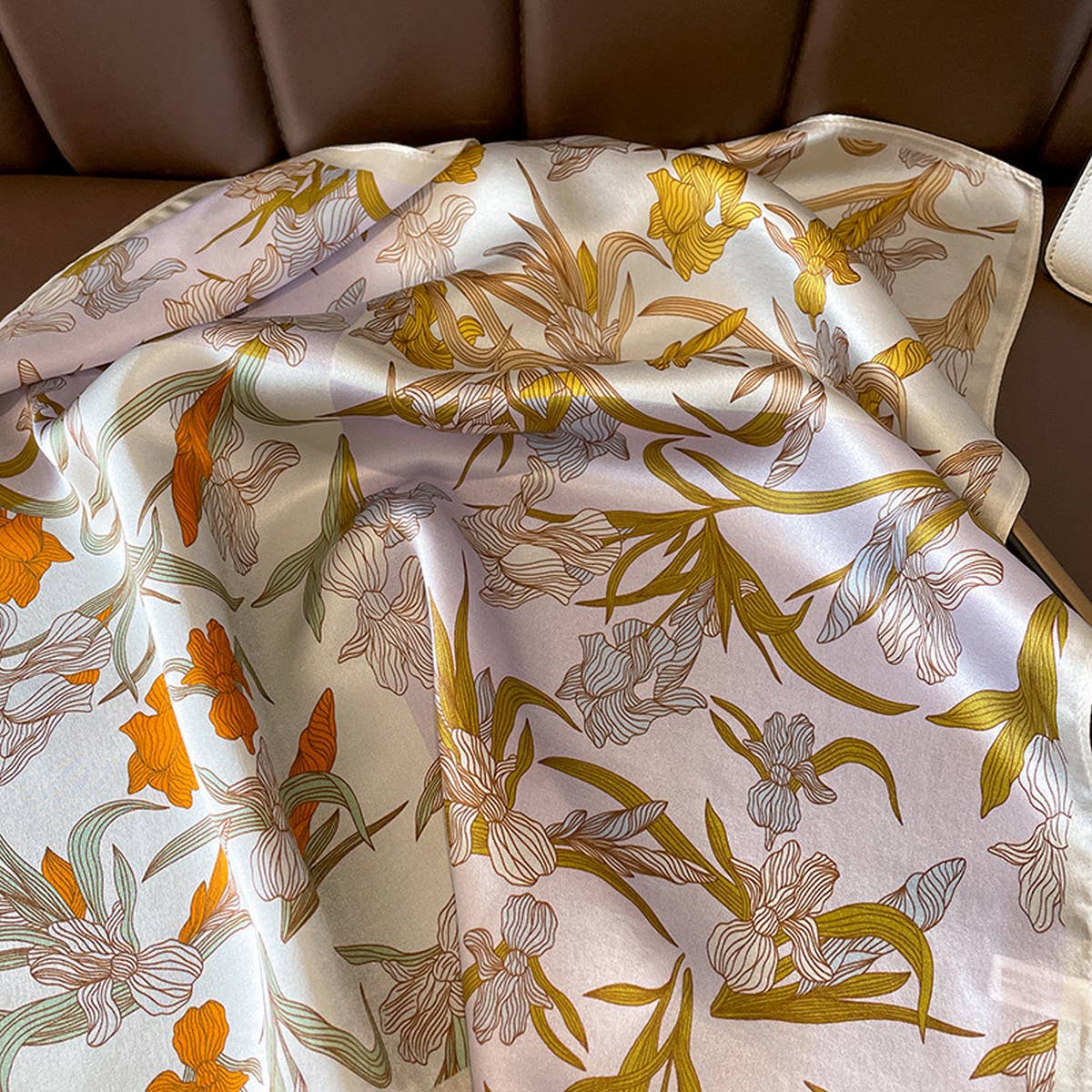 SILK FLORAL SQUARE SCARF 53CM NECK WRAP_CWASC0624