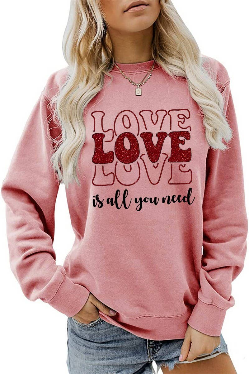 Valentine Day Love Print Pullover_Cwtstl0996