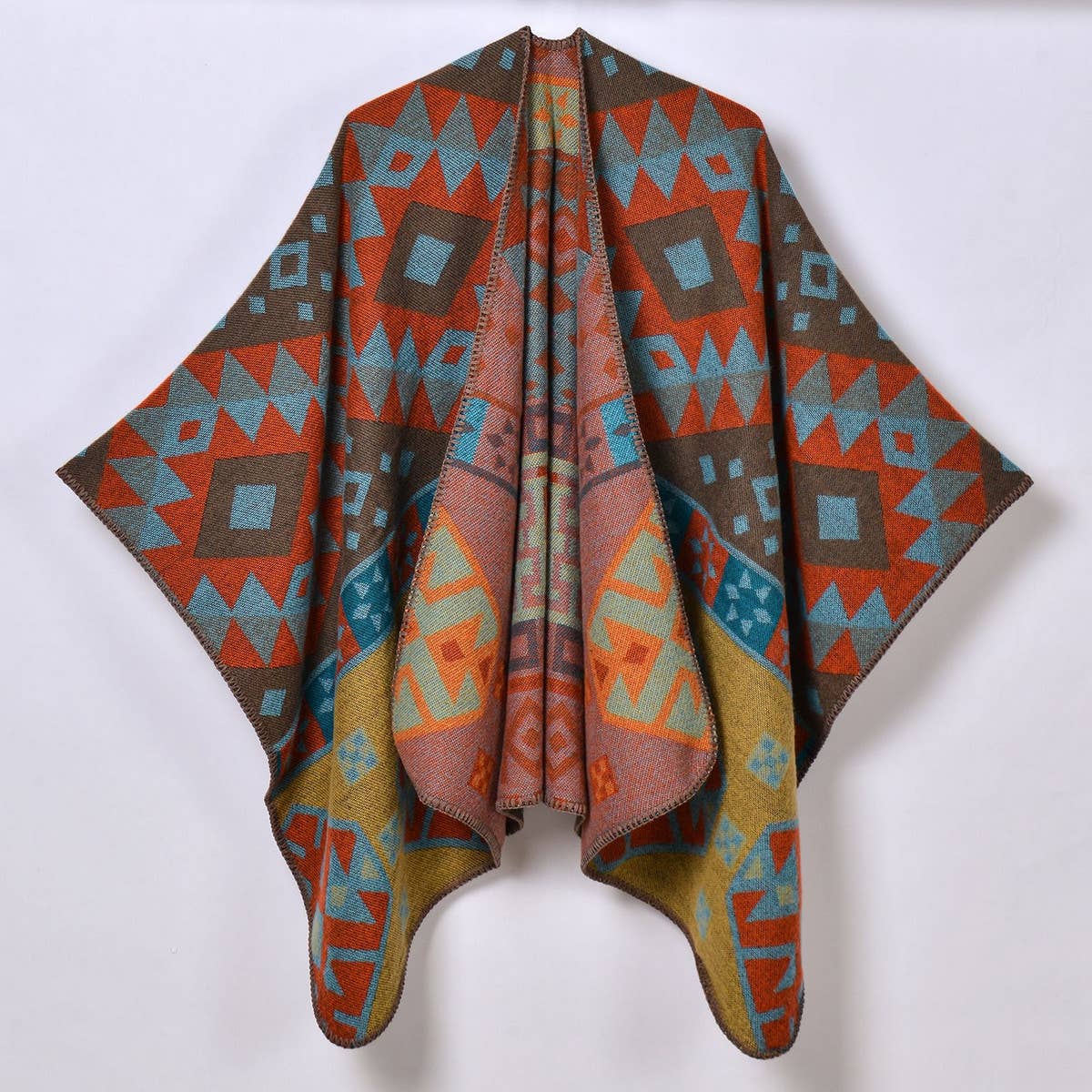 GEOMETRIC DIAMOND THICK WARM SHAWL_CWASC0956
