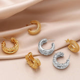 C SHAPED HOLLOW GOLD PLATED EARRINGS_CWAJE1032