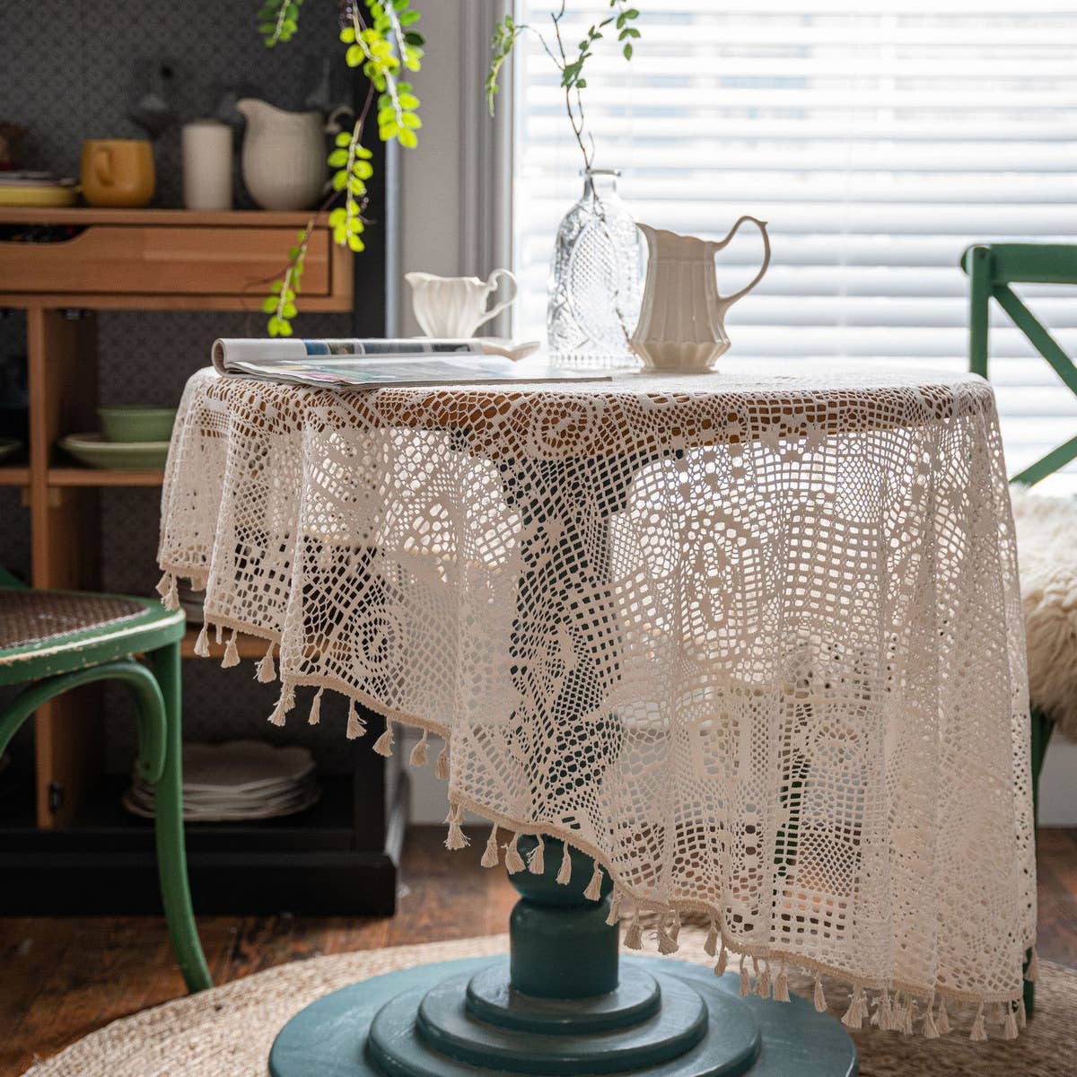 FOREST STYLE PASTORAL CROCHET COVER DINING TABLE_CWMM0965