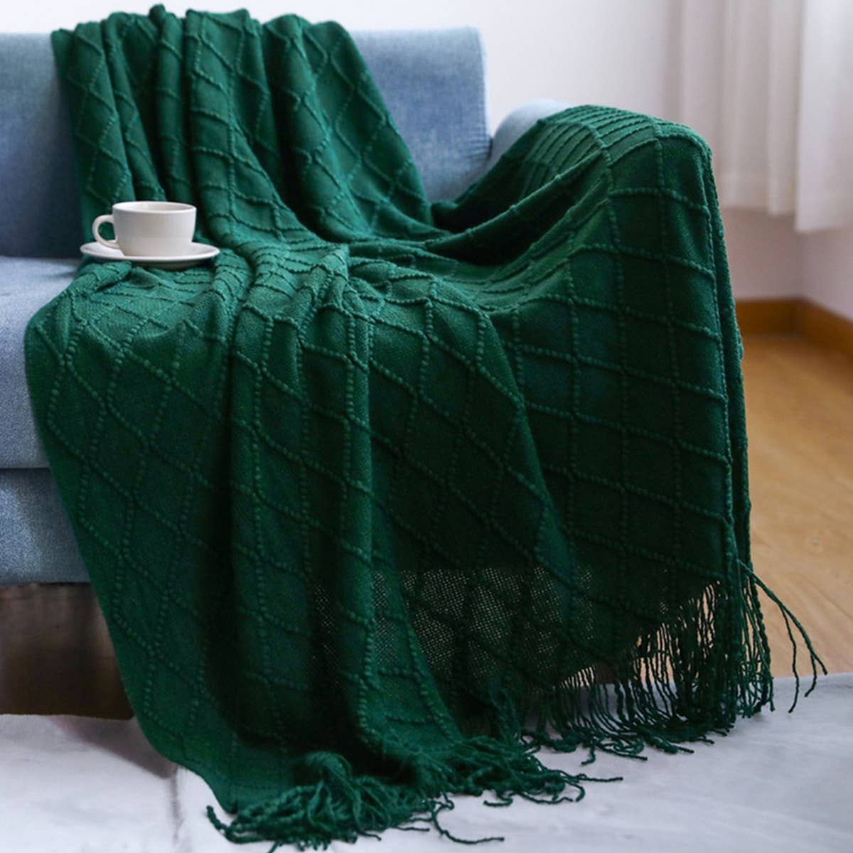 KNITTED TASSEL THIN BLANKET SOFA BLANKET_CWMM0183