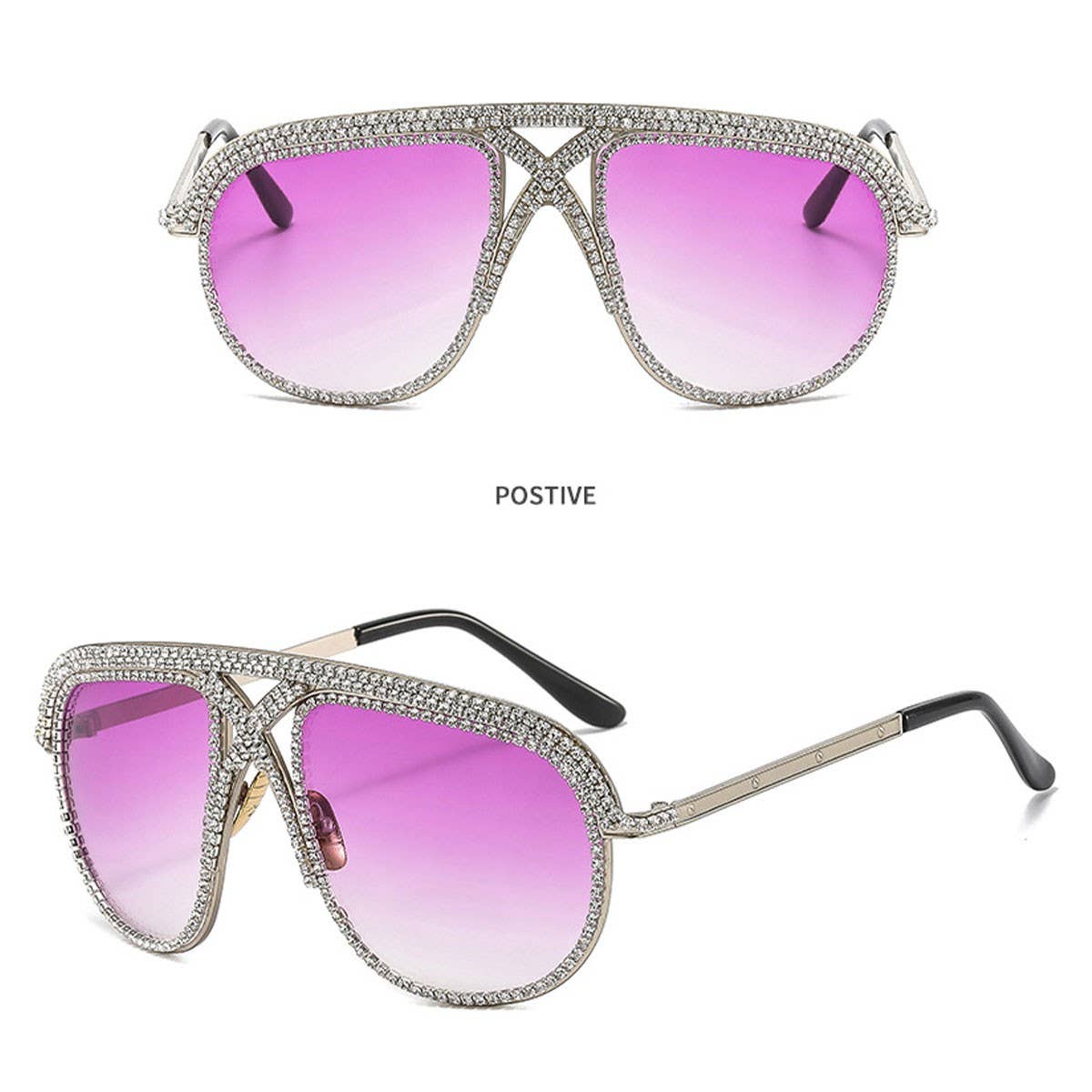 LARGEFRAME COLORFUL DIAMOND STUDDED TOADSUNGLASSES_CWASG0876