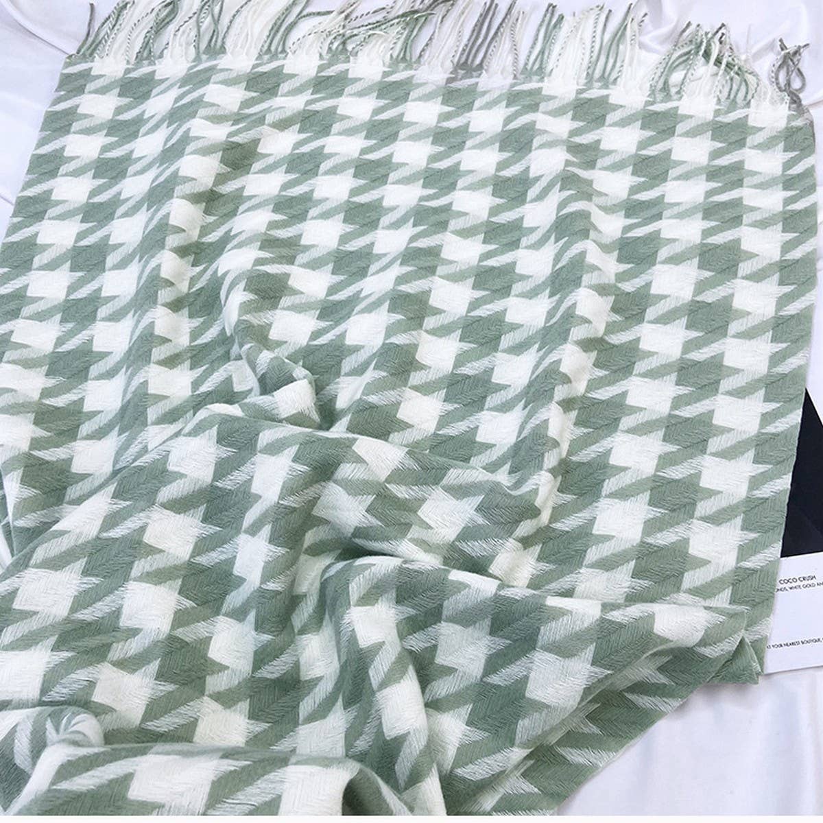 HOUNDSTOOTH TASSEL SCARF THICK WINTER WRAP_CWASC1463