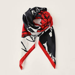 FLORAL PRINT SATIN SCARF FOR WOMEN LARGE SQUARE_CWASC0198