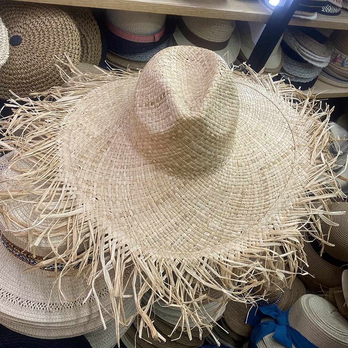 SUMMER LITERARY FUR EDGED SUN HAT_CWAH3396