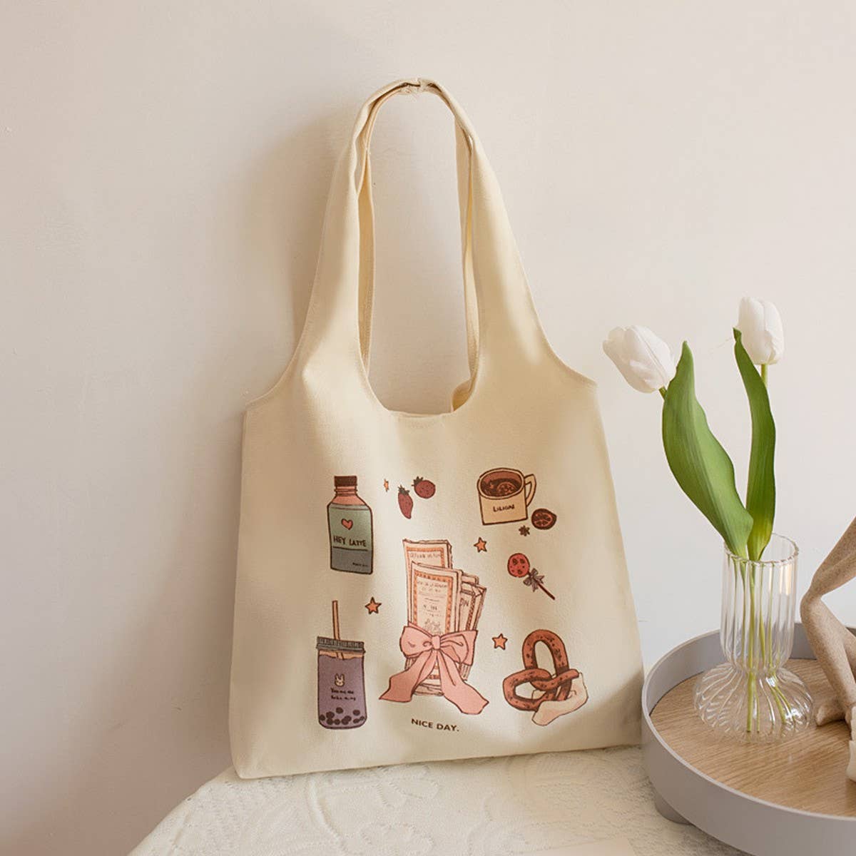 LITERARY STYLE CANVAS TOTE BAG FOR WOMEN LARGE_CWAB5654
