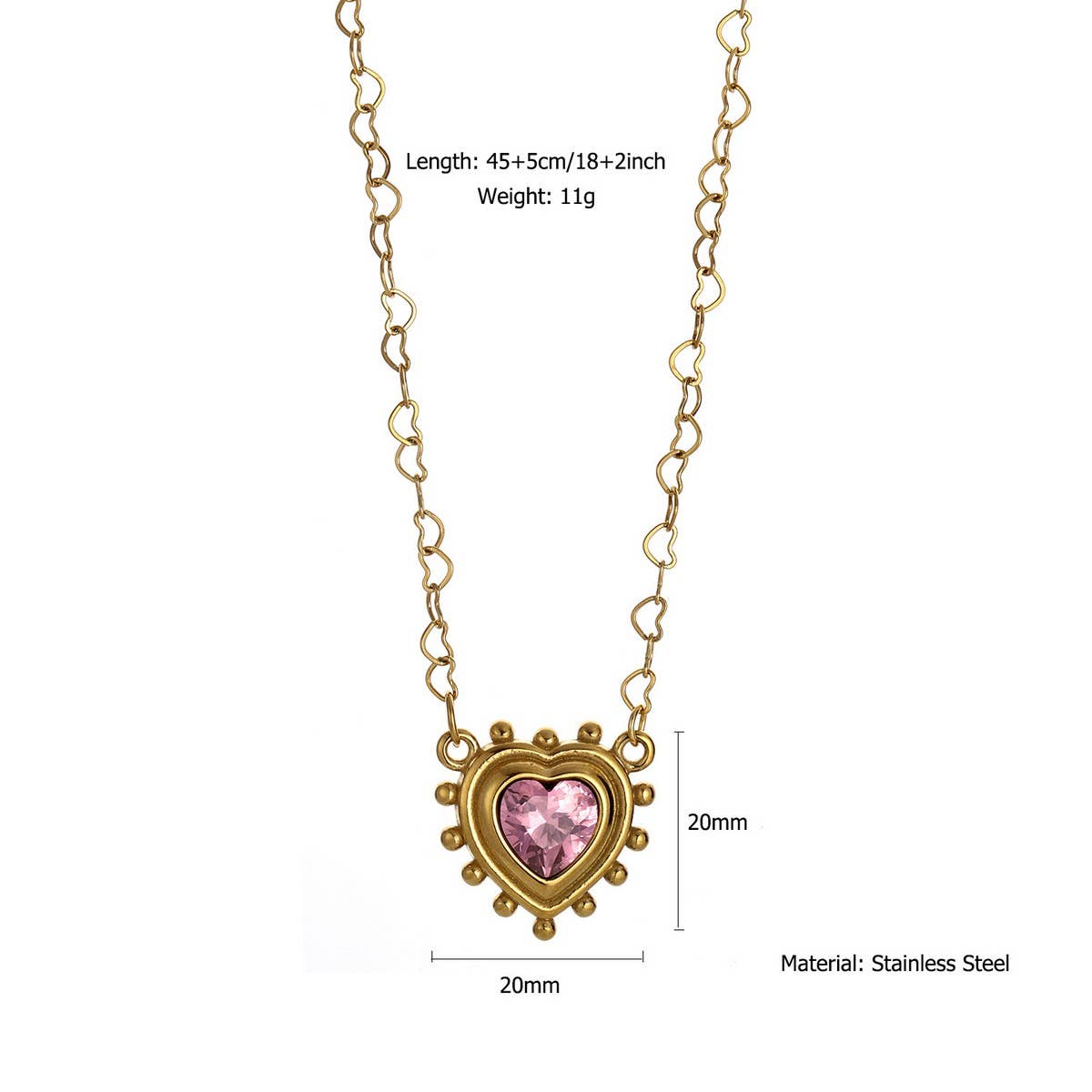 MINIMALIST STAINLESS STEEL HEART ZIRCON NECKLACE_CWMM8828