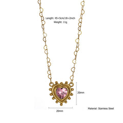 MINIMALIST STAINLESS STEEL HEART ZIRCON NECKLACE_CWMM8828