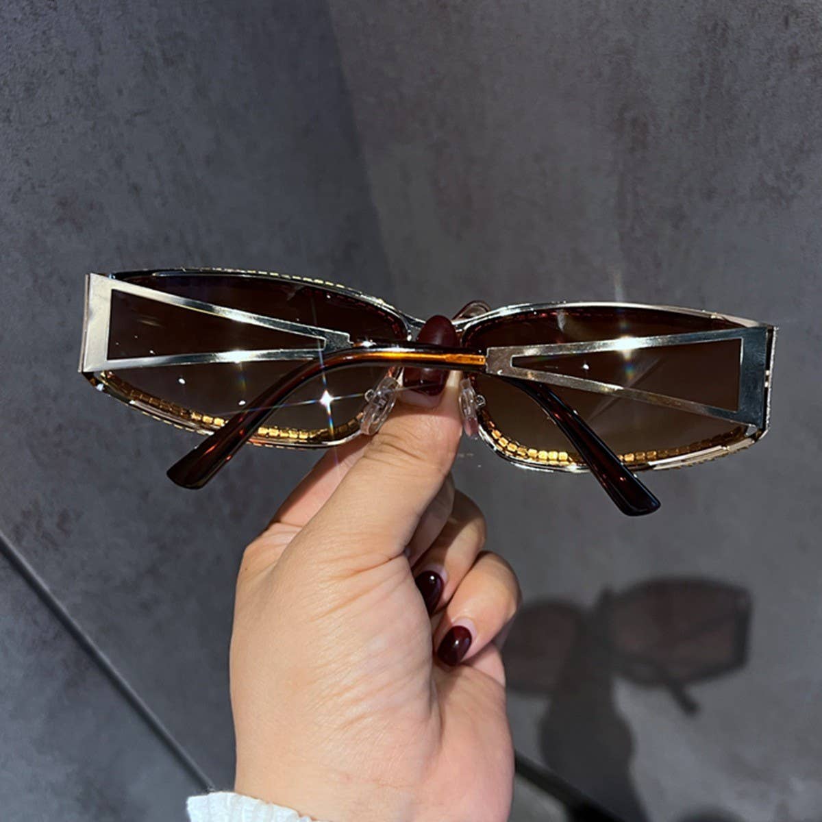 PERSONALIZED DIAMONDSTUDDED RETRO HOLLOWSUNGLASSES_CWASG0765