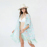TASSEL FLORAL PRINT OPEN FRONT KIMONO CARDIGAN_CWASC0793