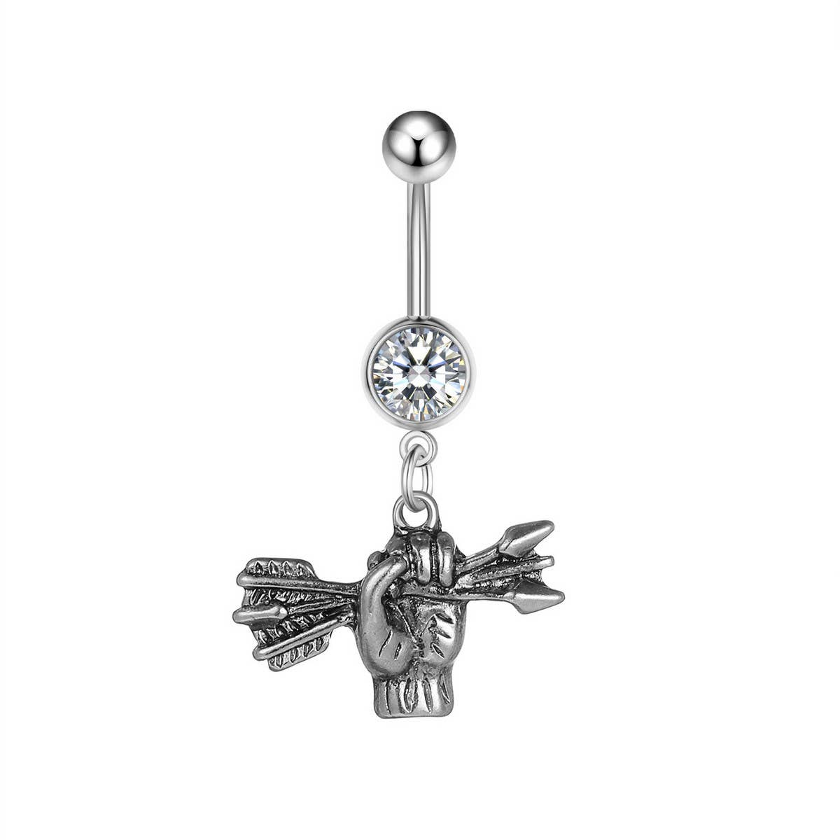 Unique Fist Arrow Belly Ring Body Piercing_Cwmm9326