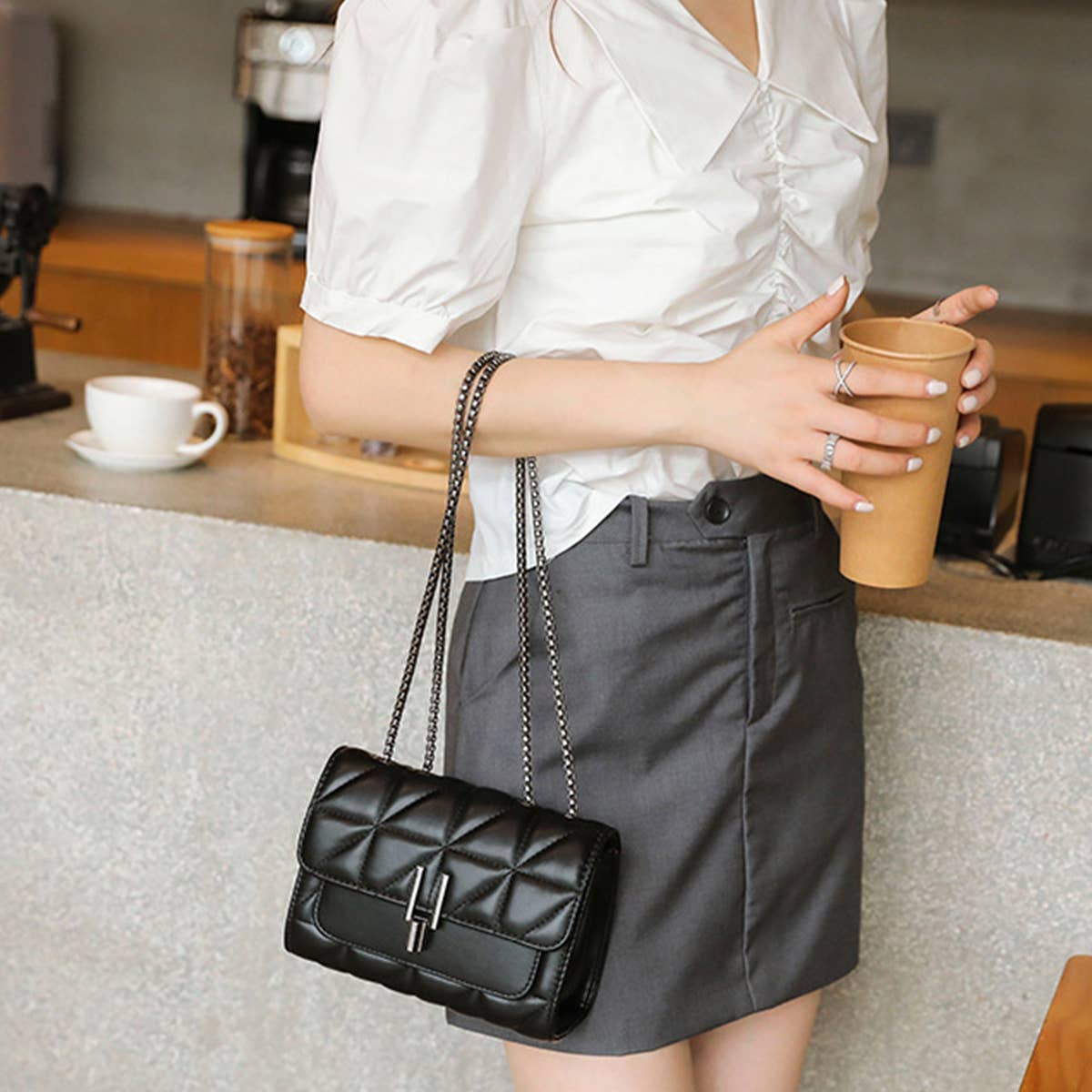 SMALL FRAGRANT STYLE RHOMBUS CHAIN BAG SHOULDER BAG_CUAB0163