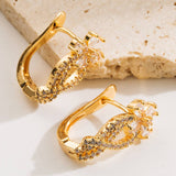 GEOMETRIC GOLD PLATED HOOP EARRINGS ELEGANT STYLE_CWMM8521