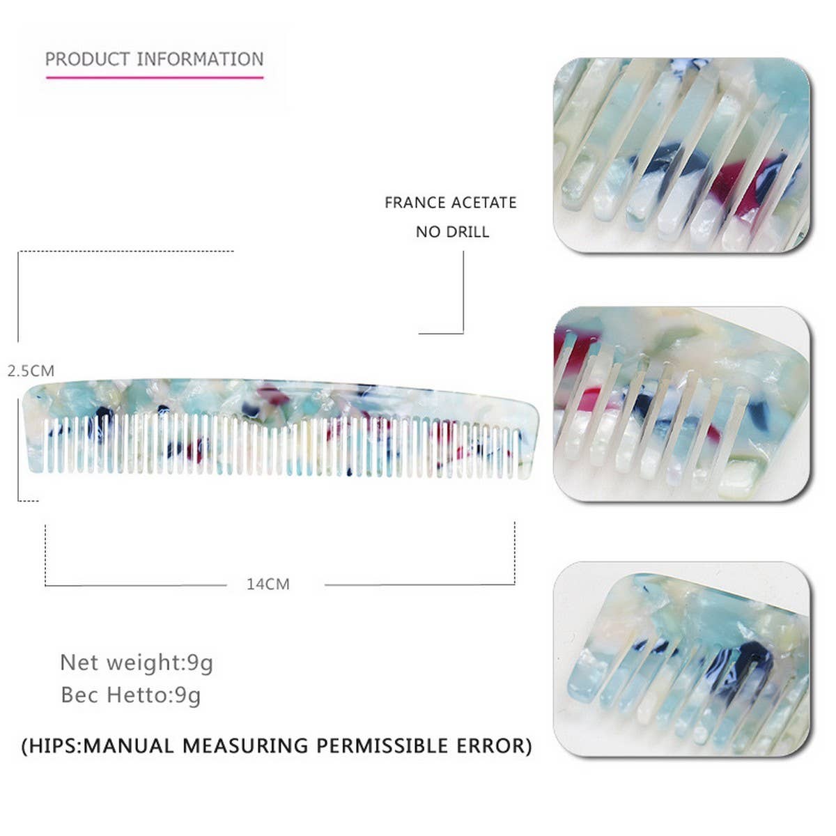 ACETATE SHEET HAIR COMB ANTI STATIC COMB_CWAHA4196