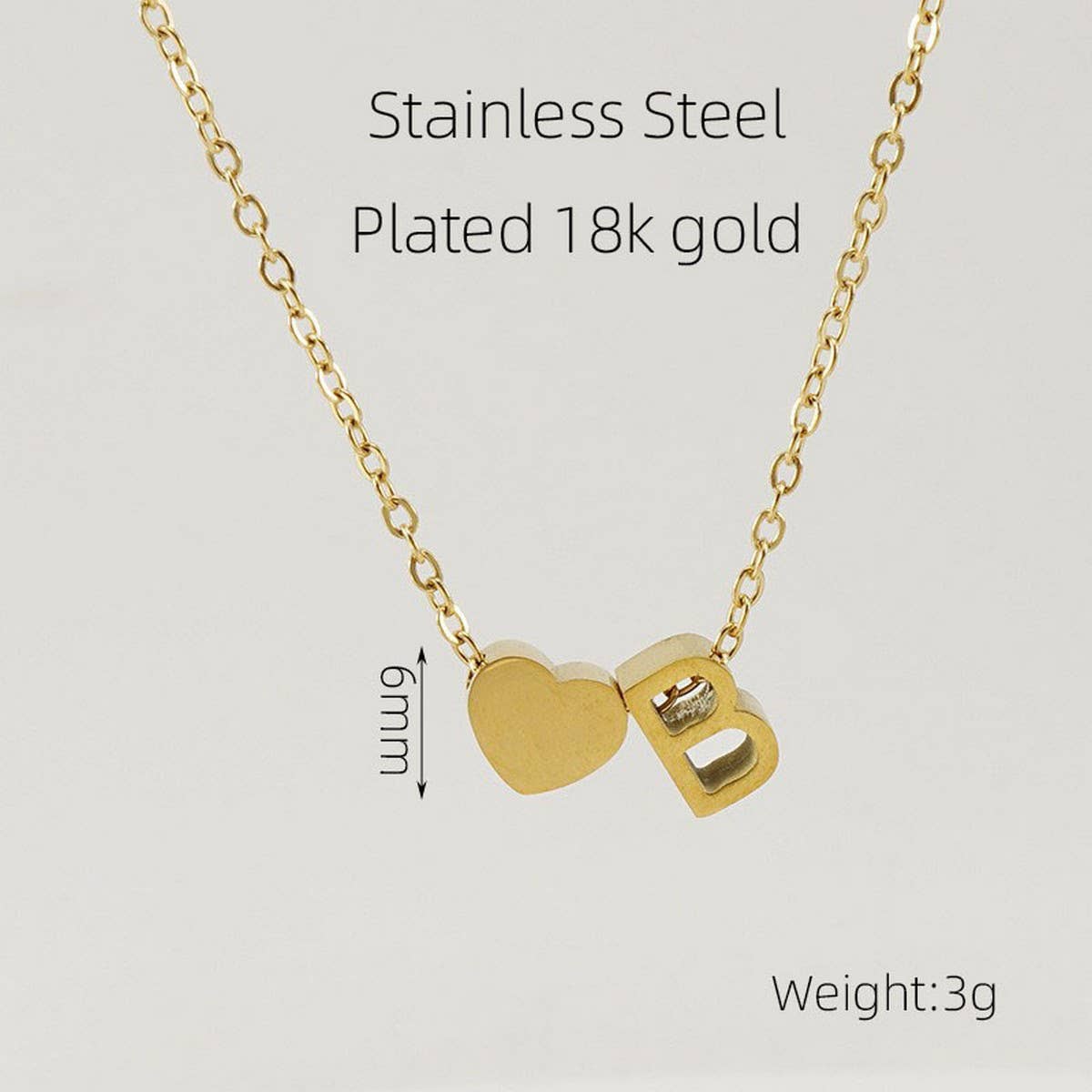18K GOLD HEART LETTER PENDANT NECKLACE_CWAJE0692