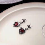 SWEET AND COOL DARK RED HEART EARRINGS_CWAJE1854