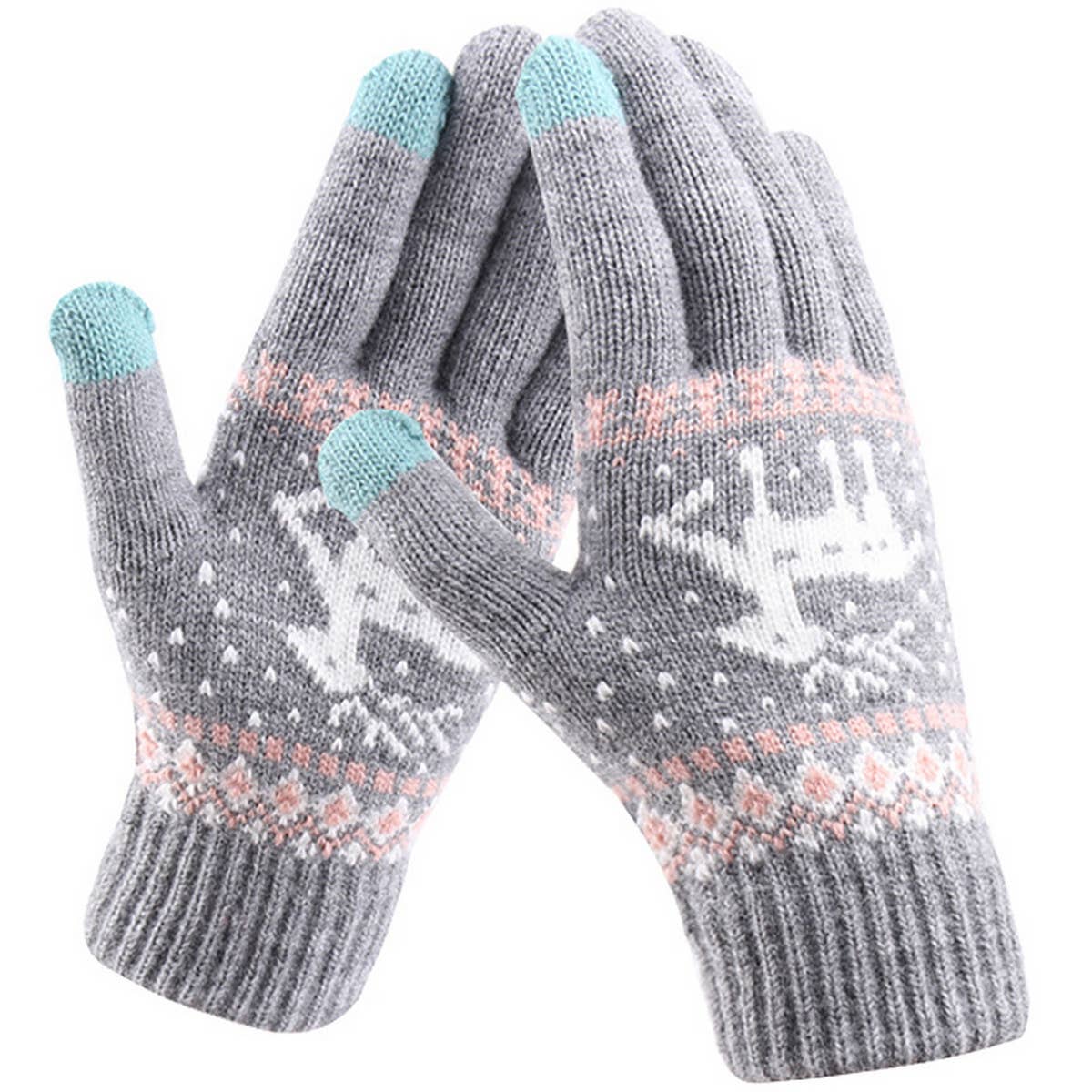 Women Warm Velvet Jacquard Gloves_Cwag0126
