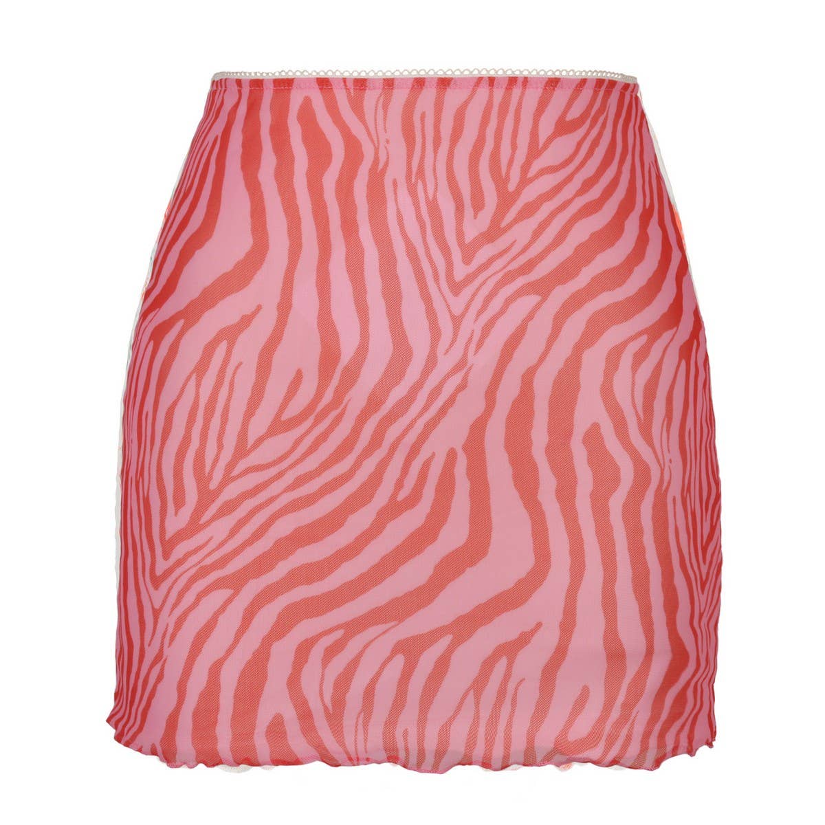 PRINTED MESH SKIRT DOUBLE LAYER SLIM HIP SKIRT_CWAB4794 1