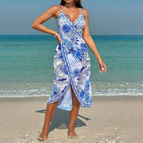 Versatile Print Beach Dress, Multi-Way Cape Style_Cwbls0466