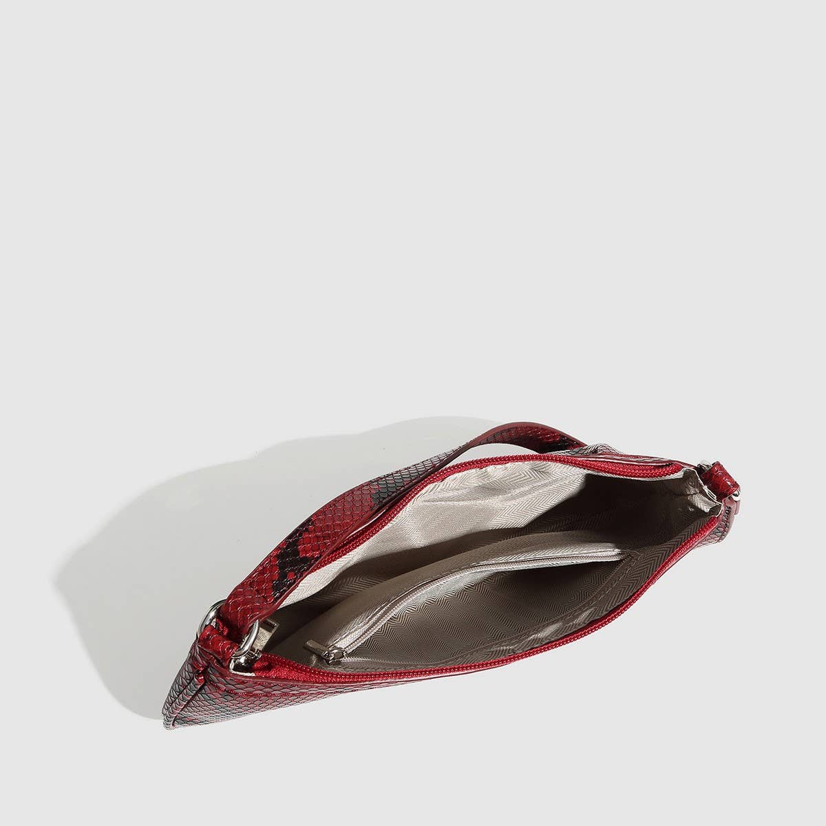 Wine Red Snake Print Mini Shoulder Bag For Women_Cwab5690