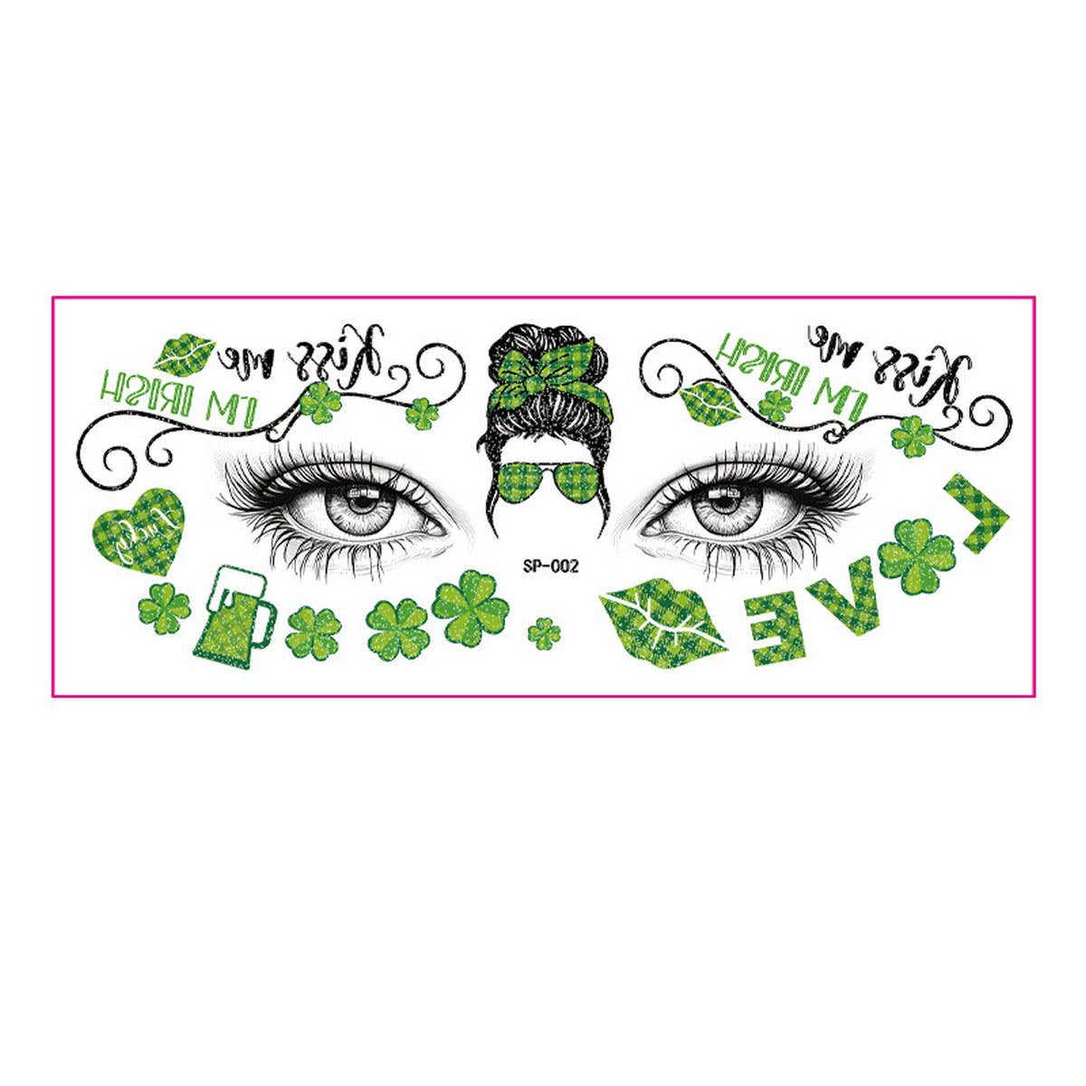 LUCKY CLOVER FACE STICKERS WATERPROOF TATTOOS_CWMM8373