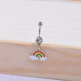 RAINBOW DANGLE BELLY RING STAINLESS STEEL CZ_CWMM9331
