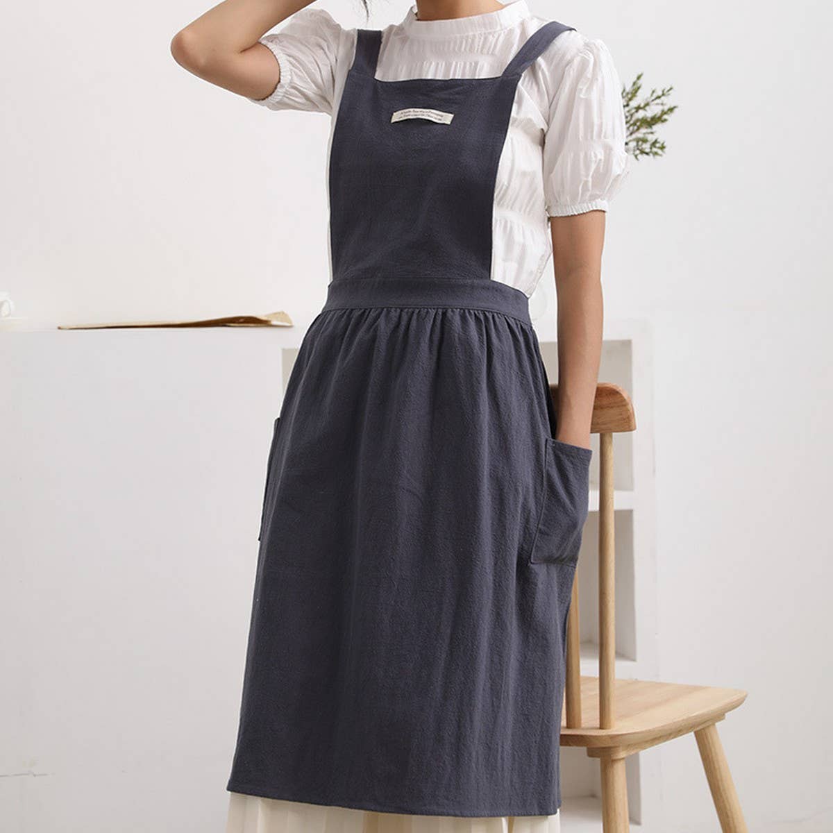 Cwmm1835_Cotton And Linen Household Kitchen Apron