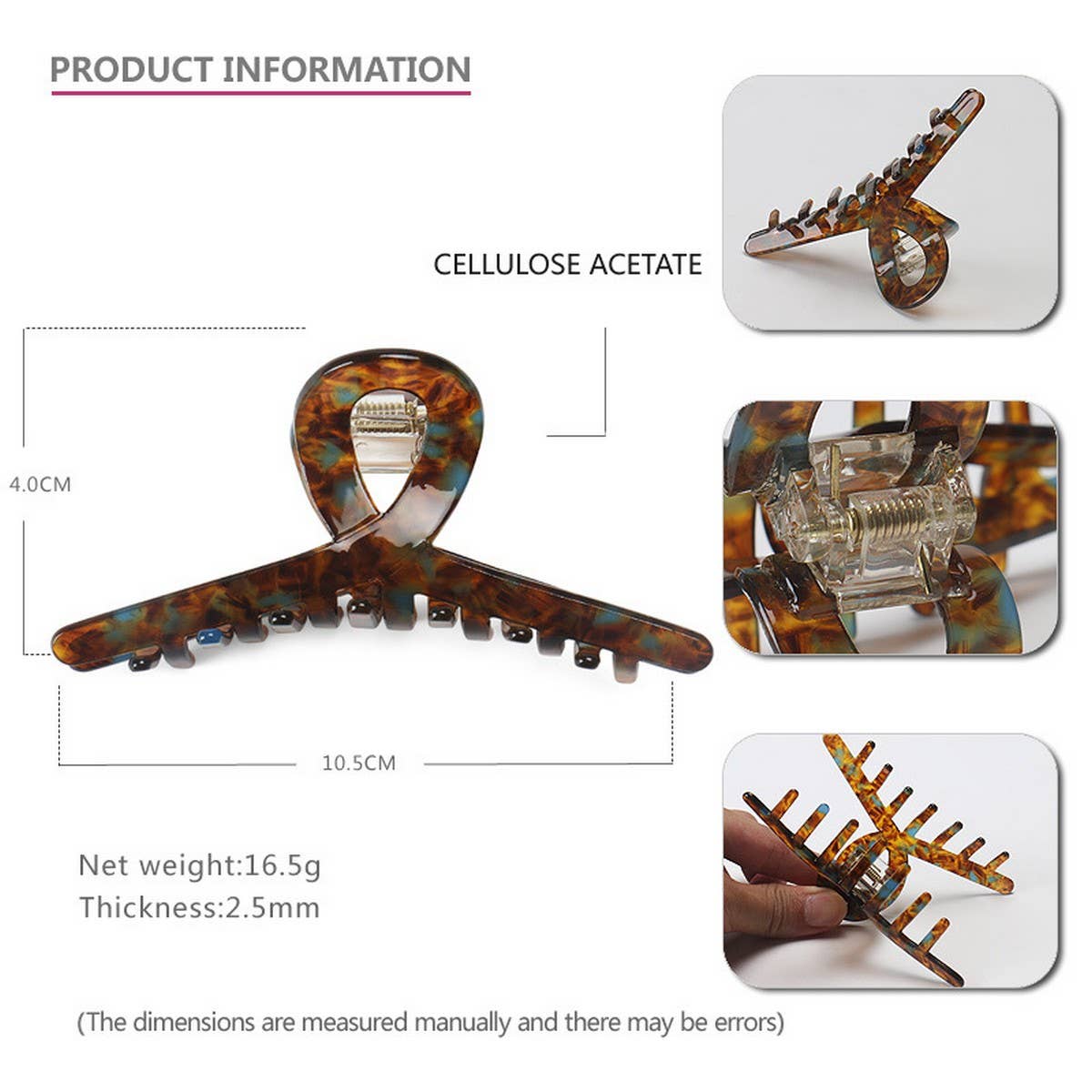 ACETATE HAIR CLIP SHARK CLIP HALF CLAW CLIP_CWAHA4260