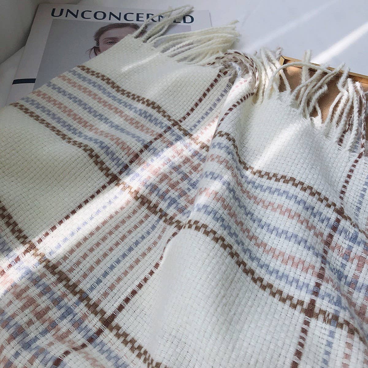 PLAID FAUX CASHMERE SCARF THICK WARM WINTER WRAP_CWASC1453